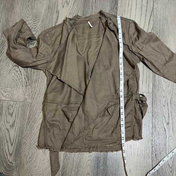 Free People Raw Hem Waterfall Femme Linen Jacket Sz S - Picture 9 of 12
